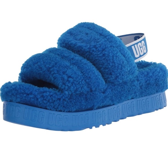 UGG Shoes - 𝅺nwt UGG Oh Fluffita Platform Fuzzy Slingback Blue size 8